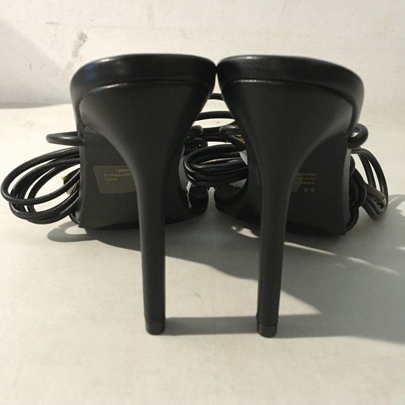 NWT CAPE ROBBIN AIGO GOLD STUDDED LACE UP‎ HEELS BLACK 5.5 - Picture 13 of 14